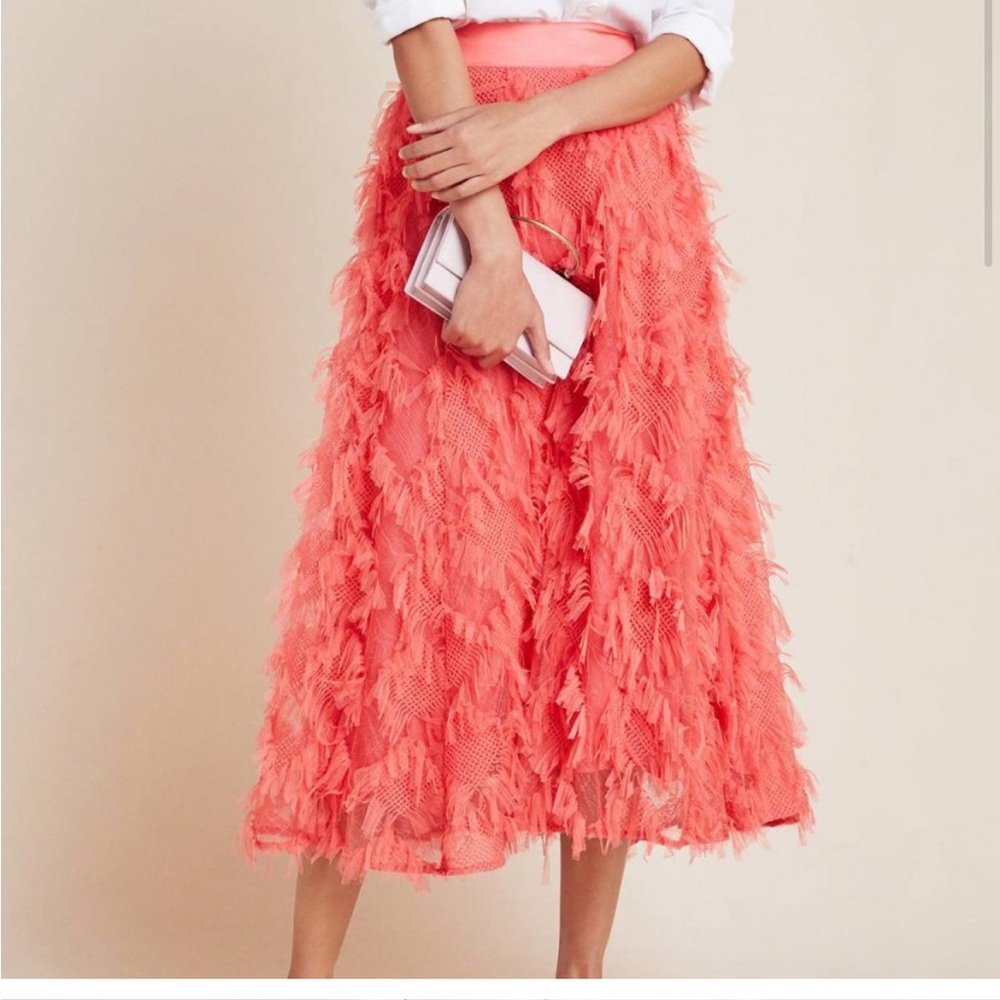 Anthropologie Cynthia Textured A-Line Midi Skirt